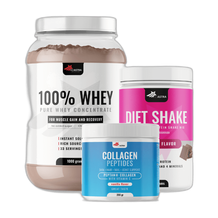 100% WHEY Protein (1000g) + COLLAGEN PEPTIDES + DIET SHAKE – 100% | NaturaTherapy – натурални добавки от България